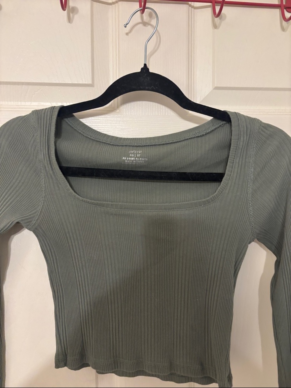 aerie Ribbed Square Neck Top in Sage